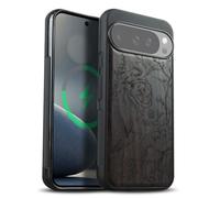 Carveit Custodia In Legno Compatibile MagSafe con Pixel 10 / Pixel 10 Pro Custodia, Magnetico Case avec con Protezione Per Google Pixel 10/10 Pro Cover (Legno nero-La danza della e della grazia)