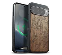 Carveit Custodia In Legno Compatibile MagSafe con Pixel 10 / Pixel 10 Pro Custodia, Magnetico Case avec con Protezione Per Google Pixel 10/10 Pro Cover (Noce-La danza della e della grazia)