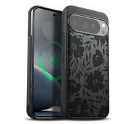 Carveit Custodia In Legno Compatibile MagSafe con Pixel 10 / Pixel 10 Pro Custodia, Magnetico Case avec con Protezione Per Google Pixel 10/10 Pro Cover (Legno nero-Grazia Fiorita)