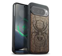 Carveit Custodia In Legno Compatibile MagSafe con Pixel 10 Pro XL Custodia, Magnetico Case avec con Protezione Per Google Pixel 10/10 Pro XL Cover (Noce-Dominio di Ragnatele)