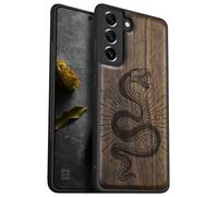 Carveit Custodia In Legno Per Galaxy S22 Plus Cover, Custodia Slim Fit Anti-Shock TPU in Silicone Protezione Compatibile con Samsung S22 Plus Custodia (Noce-Spirale della vipera)