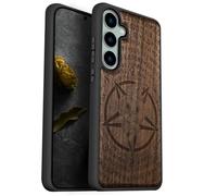 Carveit Custodia In Legno Per Galaxy S23 FE Cover, Custodia Slim Fit Anti-Shock TPU in Silicone Protezione Compatibile con Samsung S23 FE Custodia (Noce-Pentagramma della vipera)