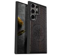 Carveit Custodia In Legno Per Galaxy S25 Ultra Cover, Custodia Slim Fit Anti-Shock TPU in Silicone Compatibile con Samsung S25 Ultra Custodia (Legno nero-Sussurro dell'abisso)