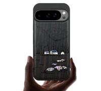 Carveit Custodia in Legno Per Google Pixel 10 Pro XL Cover avec Magnetico Incisione in legno e intarsio di cozze Compatibile MagSafe con Pixel 10 Pro XL Custodia (Legno nero-Seen und Berge)