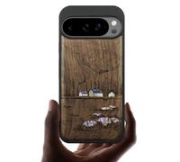 Carveit Custodia in Legno Per Google Pixel10/Pixel 10 Pro Cover avec Magnetico Incisione in legno e intarsio di cozze Compatibile MagSafe con Pixel 10/10 Pro Custodia (Noce-Seen und Berge)