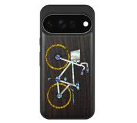 Carveit Custodia in Legno Per Pixel 11, Nero-Bicicletta Classica | Cover avec Magnetico Incisione in Legno e Intarsio di Cozze Case Compatibile MagSafe con Google Pixel 11 Custodia