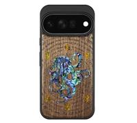 Carveit Custodia in Legno Per Pixel 11 Pro XL, Noce-Polpo e Stella | Cover avec Magnetico Incisione in Legno e Intarsio di Cozze Case Compatibile MagSafe con Google Pixel 11 Pro XL Custodia