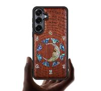 Carveit Custodia in Legno Per Samsung S25 Cover avec Magnetico Incisione in legno e intarsio di cozze Compatibile MagSafe con Galaxy S25 Custodia (Rosea-Un Enigma Manoscritto)