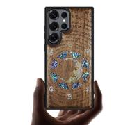 Carveit Custodia in Legno Per Samsung S25 Ultra Cover avec Magnetico Incisione in legno e intarsio di cozze Compatibile MagSafe con Galaxy S25 Ultra Custodia (Noce-Un Enigma Manoscritto)