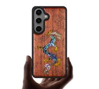 Carveit Custodia in Legno Per Samsung S26 Plus Cover avec Magnetico Incisione in legno e intarsio di cozze Compatibile MagSafe con Galaxy S26 Plus Custodia (Rosea-L'Ascesa del Drago)