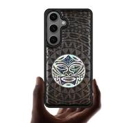 Carveit Custodia in Legno Per Samsung S26 Plus Cover avec Magnetico Incisione in legno e intarsio di cozze Compatibile MagSafe con Galaxy S26 Plus Custodia (Legno nero-Mandala Moko Maori)