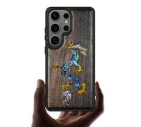 Carveit Custodia in Legno Per Samsung S26 Ultra Cover avec Magnetico Incisione in legno e intarsio di cozze Compatibile MagSafe con Galaxy S26 Ultra Custodia (Legno nero-L'Ascesa del Drago)