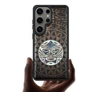 Carveit Custodia in Legno Per Samsung S26 Ultra Cover avec Magnetico Incisione in legno e intarsio di cozze Compatibile MagSafe con Galaxy S26 Ultra Custodia (Legno nero-Mandala Moko Maori)