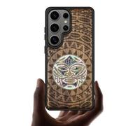 Carveit Custodia in Legno Per Samsung S26 Ultra Cover avec Magnetico Incisione in legno e intarsio di cozze Compatibile MagSafe con Galaxy S26 Ultra Custodia (Noce-Mandala Moko Maori)