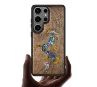 Carveit Custodia in Legno Per Samsung S26 Ultra Cover avec Magnetico Incisione in legno e intarsio di cozze Compatibile MagSafe con Galaxy S26 Ultra Custodia (Noce-L'Ascesa del Drago)