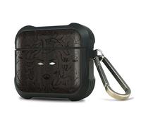 Carveit Custodia Incisione in legno e intarsio di cozze Compatibile con AirPods 3 Case, Cover per Airpod 3 Gen con titanio Moschettone (Legno nero-L'enigma di Medusa)