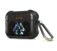 Carveit Custodia Incisione in legno e intarsio di cozze Compatibile con AirPods Pro 2/1 Case, Cover in Antiurto per Airpods Pro 2a/1a con titanio Moschettone (Legno nero-Wings of Valor Essence)