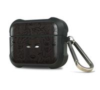 Carveit Custodia Incisione in legno e intarsio di cozze Compatibile con AirPods Pro 2/1 Case, Cover per Airpods Pro 2a/1a con titanio Moschettone (Legno nero-L'enigma di Medusa)