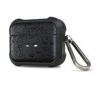 Carveit Custodia Incisione in legno e intarsio di cozze Compatibile con AirPods Pro 3 2025 Case, Cover per AirPods Pro 3 Gen con titanio Moschettone (Legno nero-L'enigma di Medusa)