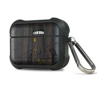 Carveit Custodia Incisione in legno e intarsio di cozze Compatibile con AirPods Pro 3 2025 Case, Cover per AirPods Pro 3 Gen con titanio Moschettone (Legno nero-Ein Blinkender Leuchtturm)