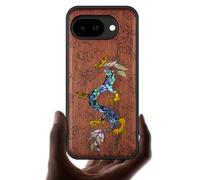 Carveit Custodia Magnetico per Google Pixel 10a Cover avec Custodia Unique Incisione in legno e intarsio di cozze Compatibile MagSafe con Pixel 10a Case (Rosea-L'Ascesa del Drago)