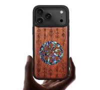 Carveit Custodia Magnetico per iPhone 17 Pro Cover avec Custodia Incisione in legno e intarsio di cozze Compatibile MagSafe con 17 Pro Case (Rosea Legno-Echoes of Viking Lore)