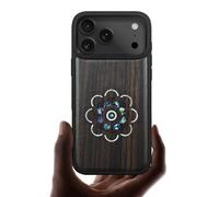 Carveit Custodia Magnetico per iPhone 17 Pro Max Cover avec Custodia Incisione in legno e intarsio di cozze Compatibile MagSafe con 17 Pro Max Case (Legno nero-Mystic Floral Harmony)