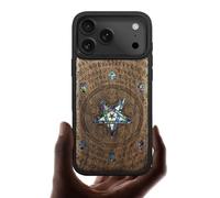 Carveit Custodia Magnetico per iPhone 17 Pro Max Cover avec Custodia Incisione in legno e intarsio di cozze Compatibile MagSafe con 17 Pro Max Case (Noce Legno-Sussurro dell'Abisso)