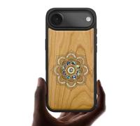 Carveit Custodia Magnetico per iPhone Air Cover avec Custodia Incisione in legno e intarsio di cozze Compatibile MagSafe con 17 Air Case (Ciliegia Legno-Mystic Floral Harmony)