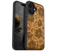 Carveit Custodia per 16 Cover Legno avec magnetico [Legno e Telaio in TPU] Case Antiurto Compatibile MagSafe con Apple 16 Custodia (Ciliegia-Grazia Fiorita)