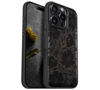 Carveit Custodia per 16 Pro Cover Legno avec magnetico [Legno e Telaio in TPU] Case Antiurto Compatibile MagSafe con Apple 16 Pro Custodia (Legno nero-Grazia Fiorita)