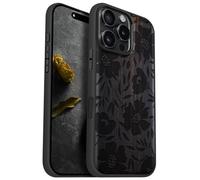 Carveit Custodia per 16 Pro Max Cover Legno avec magnetico [Legno e Telaio in TPU] Case Antiurto Compatibile MagSafe con Apple 16 Pro Max Custodia (Legno nero-Grazia Fiorita)