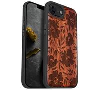 Carveit Custodia per 16e Cover Legno avec magnetico [Legno e Telaio in TPU] Case Antiurto Compatibile MagSafe con Apple 16e Custodia (Rosea-Grazia Fiorita)