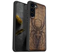 Carveit Custodia per Galaxy S23 Plus Cover [Retro in Legno e Telaio in TPU] Case in Silicone Protezione Compatibile con Samsung S23 Plus Case (Noce-Dominio di Ragnatele)