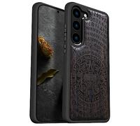 Carveit Custodia per Galaxy S23 Plus Cover [Retro in Legno e Telaio in TPU] Shock in Silicone Protezione Compatibile con Samsung S23 Plus Custodia (Legno nero-Mysterious Maya Totem)