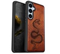 Carveit Custodia per Galaxy S24 Cover [Retro in Legno e Telaio in TPU] Shock in Silicone Protezione Compatibile con Samsung S24 Custodia (Rosea-Spirale della vipera)