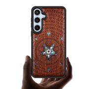 Carveit Custodia per Galaxy S24 FE Cover [Incisione in legno e intarsio di cozze] Capolavoro del design del legno Compatibile con Samsung S24 FE 5G Custodia (Rosea-Sussurro dell'Abisso)