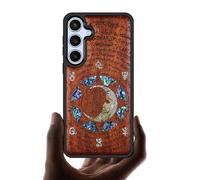 Carveit Custodia per Galaxy S24 FE Cover [Incisione in legno e intarsio di cozze] Design del legno Compatibile con Samsung S24 FE 5G Custodia (Rosea-Un Enigma Manoscritto)