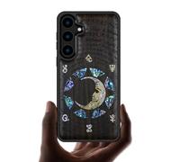 Carveit Custodia per Galaxy S24 Plus Cover [Incisione in legno e intarsio di cozze] Design del legno Compatibile con Samsung S24 Plus 5G Custodia (Legno nero-Un Enigma Manoscritto)