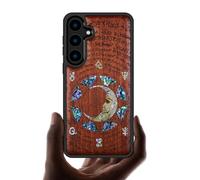Carveit Custodia per Galaxy S24 Plus Cover [Incisione in legno e intarsio di cozze] Design del legno Compatibile con Samsung S24 Plus 5G Custodia (Rosea-Un Enigma Manoscritto)
