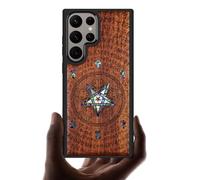 Carveit Custodia per Galaxy S24 Ultra Cover [Incisione in legno e intarsio di cozze] Capolavoro del design del legno Compatibile con Samsung S24 Ultra 5G Custodia (Rosea-Sussurro dell'Abisso)