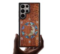 Carveit Custodia per Galaxy S24 Ultra Cover [Incisione in legno e intarsio di cozze] Design del legno Compatibile con Samsung S24 Ultra 5G Custodia (Rosea-Un Enigma Manoscritto)