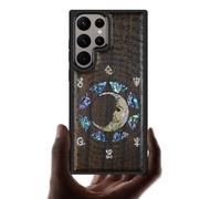 Carveit Custodia per Galaxy S24 Ultra Cover [Incisione in legno e intarsio di cozze] Design del legno Compatibile con Samsung S24 Ultra 5G Custodia (Legno nero-Un Enigma Manoscritto)