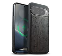 Carveit Custodia per Google Pixel 10/10 Pro Cover avec magnetico [Legno e Telaio in TPU] Case Antiurto Compatibile MagSafe con Pixel 10/10 Pro Custodia (Legno nero-Echi Melodici)