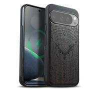 Carveit Custodia per Google Pixel 10 Pro XL Cover avec magnetico [Legno e Telaio in TPU] Case Antiurto Compatibile MagSafe con Pixel 10 Pro XL Custodia (Legno nero-Mysterious Barn Owl)