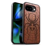 Carveit Custodia per Google Pixel 10a Cover avec magnetico [Legno e Telaio in TPU] Case Antiurto Compatibile MagSafe con Pixel 10a Custodia (Rosea-Dominio di Ragnatele)
