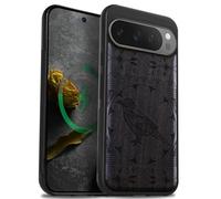 Carveit Custodia per Google Pixel 9 Pro XL Cover avec magnetico [Legno e Telaio in TPU] Case Antiurto Compatibile MagSafe con Pixel 9 Pro XL Custodia (Legno nero-Il corvo Zentangle)