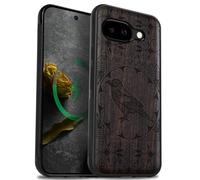 Carveit Custodia per Google Pixel 9a Cover avec magnetico [Legno e Telaio in TPU] Case Antiurto Compatibile MagSafe con Pixel 9a Custodia (Legno nero-Il corvo Zentangle)