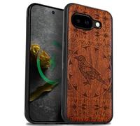 Carveit Custodia per Google Pixel 9a Cover avec magnetico [Legno e Telaio in TPU] Case Antiurto Compatibile MagSafe con Pixel 9a Custodia (Rosea-Il corvo Zentangle)
