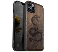 Carveit Custodia per iPhone 12 Pro Max Cover avec magnetico [Legno e Telaio in TPU] Case Antiurto Compatibile MagSafe con 12 Pro Max Custodia (Noce-Spirale della vipera)